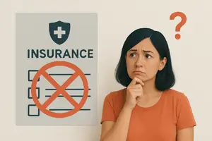 Top 4 Questions About the Dr Alfonso Neuropathy Treatment Protocol - Concerned woman looking at a denied insurance document with a large red prohibition symbol, expressing confusion and doubt.