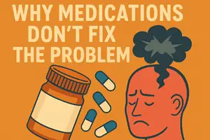¿Se puede revertir la neuropatía sin medicamentos? – ilustración que muestra la frustración con pastillas que no abordan la causa raíz del daño nervioso.