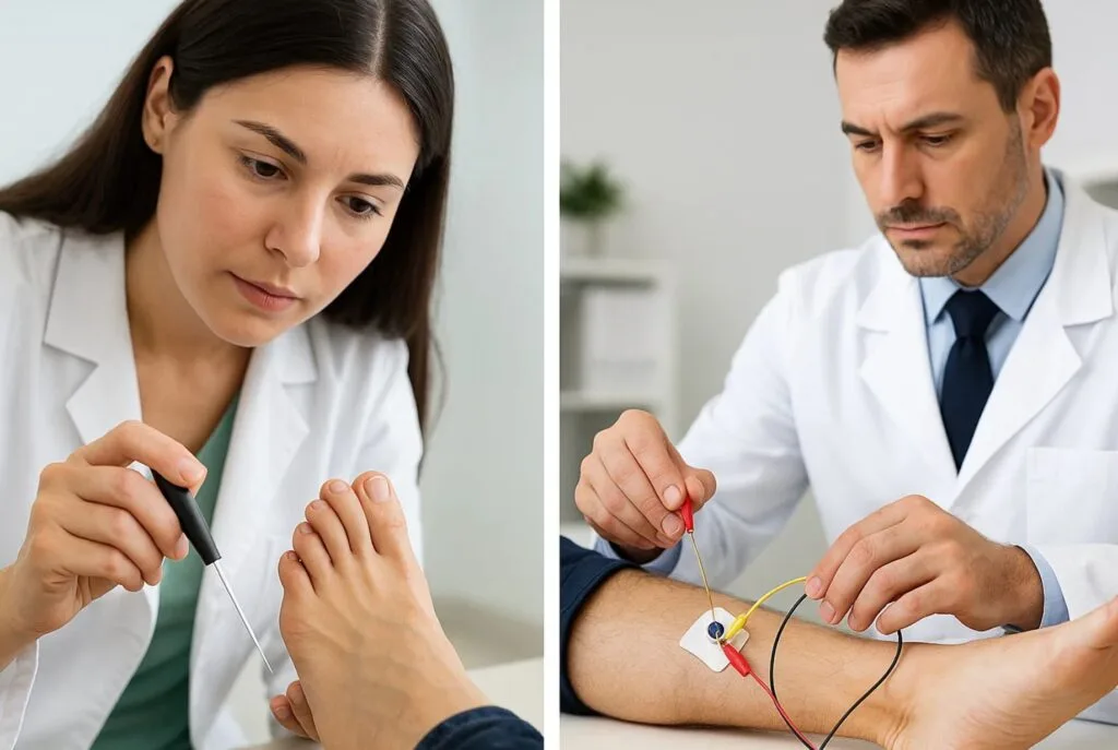 Ilustración de las diferencias entre fibras nerviosas pequeñas y grandes en la neuropatía