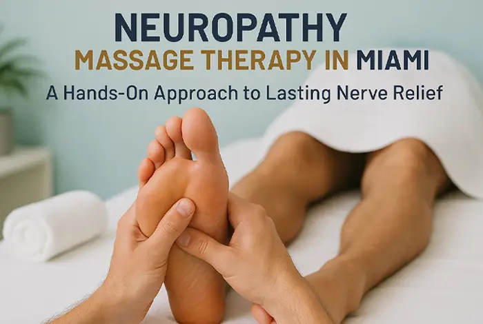 Neuropathy Massage Therapy in Miami - Therapist performing a gentle foot massage on a patient lying on a massage table, representing neuropathy massage therapy in Miami for nerve pain relief.