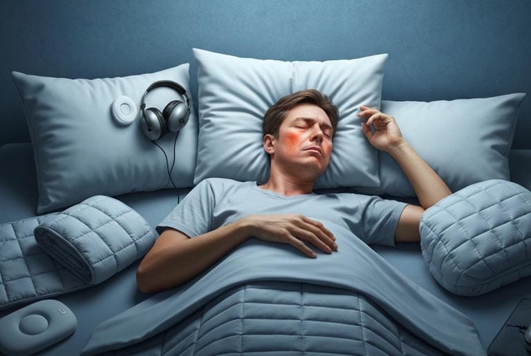 Man resting peacefully during neuropathy treatment, illustrating how the Dr. Alfonso Neuropathy Treatment Protocol in Miami helps restore sleep and relieve disturbances.